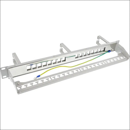 InLine® Patch Panel 16-Way Keystone, 19 Inch 1U, with 3 Cable Brackets, Empty Panel for Network and Multimedia, Rack Mounting, Grey, 76822A