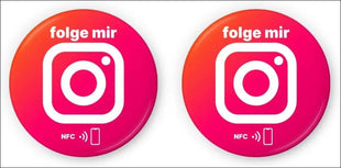 Instagram NFC Stickers - Set of 2 | Followers with Just One Tap | Set Up Yourself & Unlimited Overwriting | 3 cm Diameter for Smartphone, Laptop,