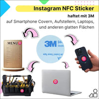 Instagram NFC Stickers - Set of 2 | Followers with Just One Tap | Set Up Yourself & Unlimited Overwriting | 3 cm Diameter for Smartphone, Laptop, Counter | Perfect for...