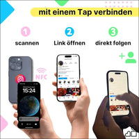 Instagram NFC Stickers - Set of 2 | Followers with Just One Tap | Set Up Yourself & Unlimited Overwriting | 3 cm Diameter for Smartphone, Laptop, Counter | Perfect for...