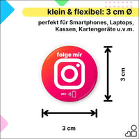 Instagram NFC Stickers - Set of 2 | Followers with Just One Tap | Set Up Yourself & Unlimited Overwriting | 3 cm Diameter for Smartphone, Laptop, Counter | Perfect for...