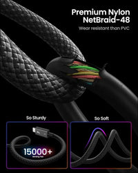 [Intel Certified] 80Gbps Thunderbolt 5 Cable Prime Braided, up to 120Gbps Bandwidth for Dual 8K/6K, 240W, Compatible for Thunderbolt 4/3, USB4, SSD, Macbook M4 Pro, Dock, Egpu, 3.3FT/1M
