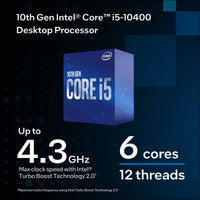 Intel Core i5-10400 CPU 2.9GHz (4.3GHz Turbo) LGA1200 10th Gen 6-Cores 12-Threads 12MB 65W UHD Graphic 630 Retail Box 3yrs Comet Lake BX8070110500