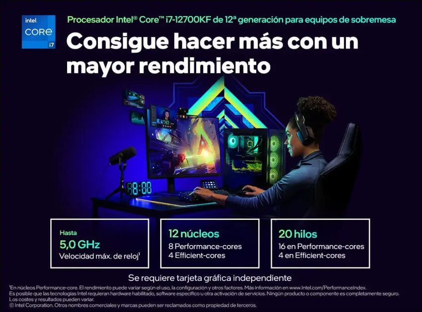 Intel i7-12700KF CPU 3.6GHz (5.0GHz Turbo) 12th Gen LGA 1700 Alder Lake Processor, 12-Cores 20-Threads, 25MB Cache, 125W, Multicolor