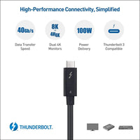 [Intel Thunderbolt Certified]  40Gbps Active Thunderbolt 4 Cable - 2M, USB C Thunderbolt 4 Cable for 8K Video & 100W Charging, Compatible with USB-C, USB4, and Thunderbolt 3, Black