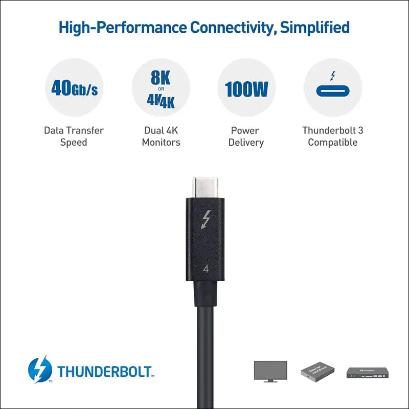 [Intel Thunderbolt Certified]  40Gbps Active Thunderbolt 4 Cable - 2M, USB C Thunderbolt 4 Cable for 8K Video & 100W Charging, Compatible with USB-C, USB4, and Thunderbolt 3, Black