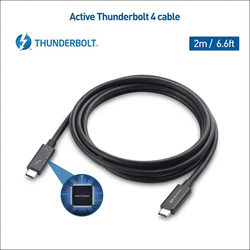 [Intel Thunderbolt Certified]  40Gbps Active Thunderbolt 4 Cable - 2M, USB C Thunderbolt 4 Cable for 8K Video & 100W Charging, Compatible with USB-C, USB4, and Thunderbolt 3, Black
