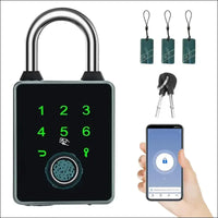 Intelligent Padlock with 5 Ways to Unlock, Waterproof Fingerprint Padlock with Keys and IC Cards, Compatible with Tuya App, for Fence, Suitcase, Locker