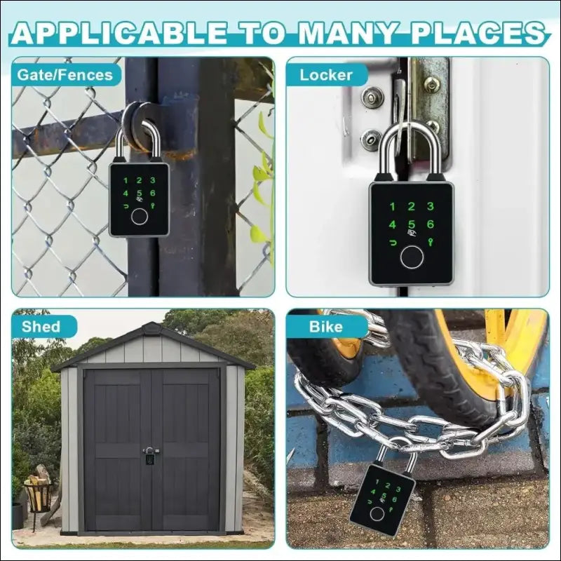 Intelligent Padlock with 5 Ways to Unlock, Waterproof Fingerprint Padlock with Keys and IC Cards, Compatible with Tuya App, for Fence, Suitcase, Locker