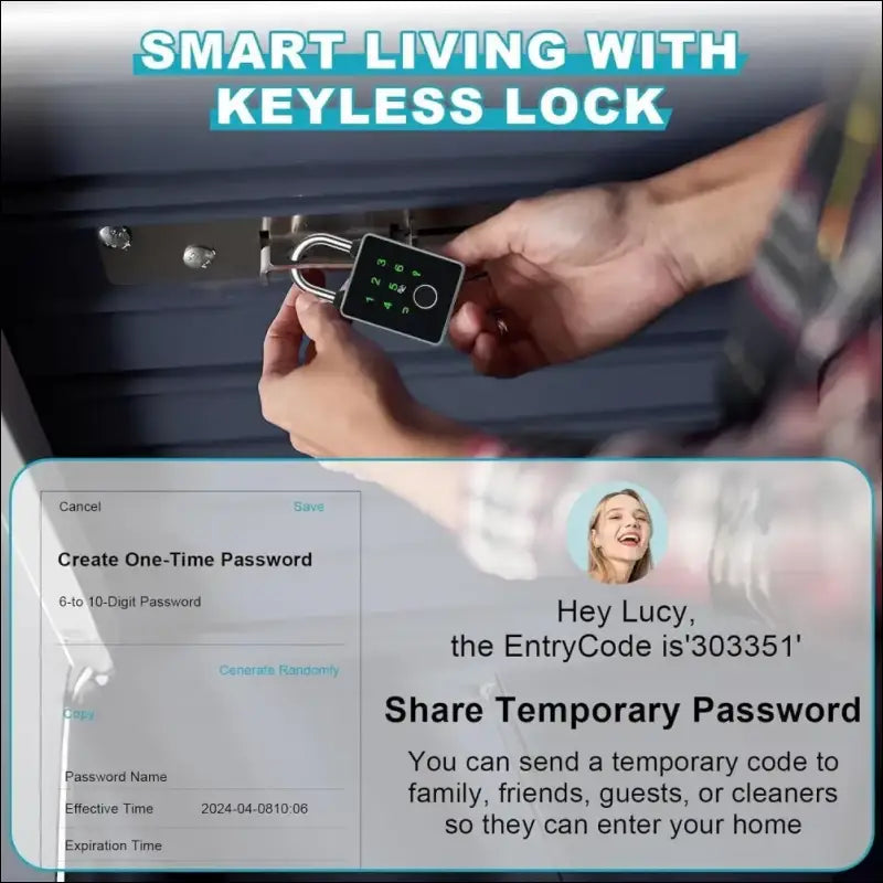 Intelligent Padlock with 5 Ways to Unlock, Waterproof Fingerprint Padlock with Keys and IC Cards, Compatible with Tuya App, for Fence, Suitcase, Locker