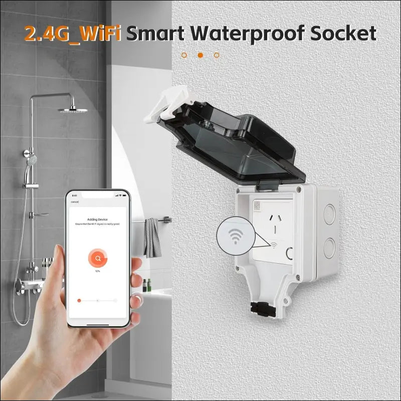 IP66 Outdoor WiFi Smart Plug, Type 86 Intelligent Socket, 15A Waterproof, APP & Voice Control, Compatible with Smarthome (SNW-AU)