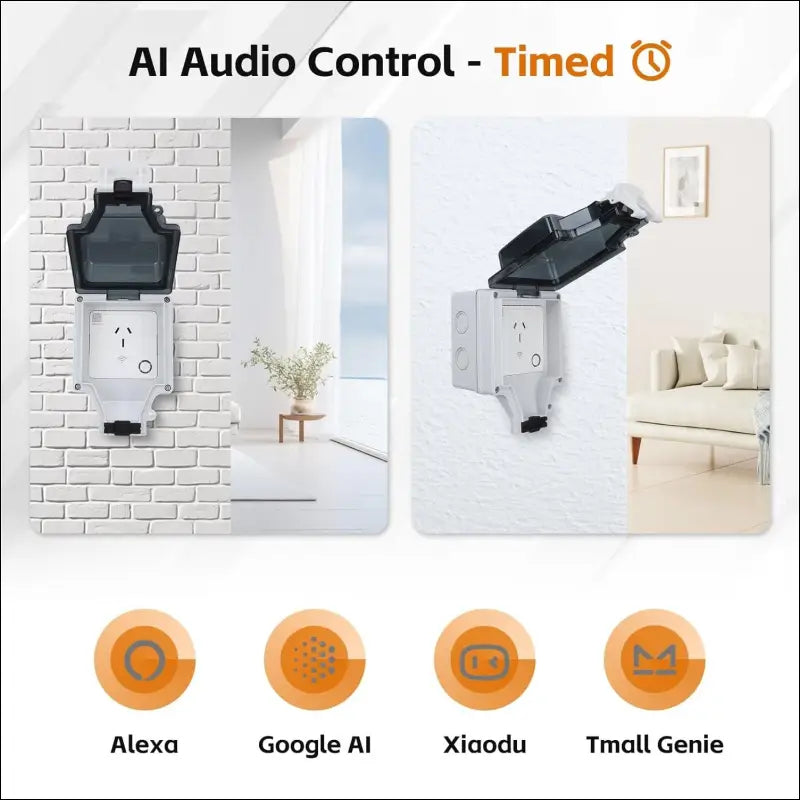 IP66 Outdoor WiFi Smart Plug, Type 86 Intelligent Socket, 15A Waterproof, APP & Voice Control, Compatible with Smarthome (SNW-AU)