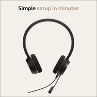 Jabra Evolve 20 Microsoft Teams Certified USB-C Stereo Corded Headset with Call Control Unit - Compact Mini USB (Black)