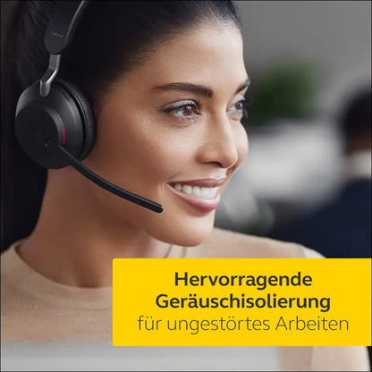 Jabra Evolve2 65 Wireless Headset with Charging Stand, Beige