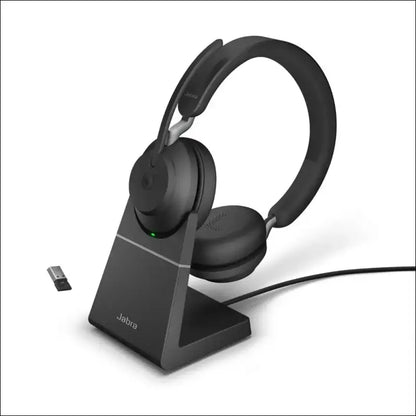 Jabra Evolve2 65 Wireless Headset with Charging Stand, Beige