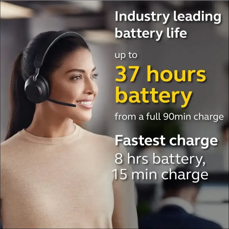 Jabra Evolve2 65 Wireless Headset with Charging Stand, Beige