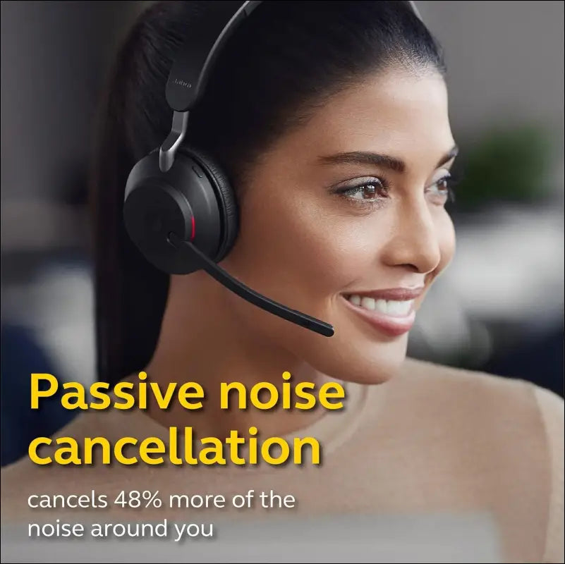 Jabra Evolve2 65 Wireless Headset with Charging Stand, Beige