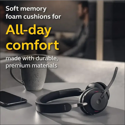 Jabra Evolve2 65 Wireless Headset with Charging Stand, Beige