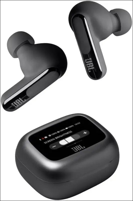 JBL Live Beam 3 True Wireless Noise Cancelling Earbuds with Screen, Black