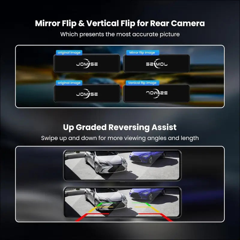 JOMISE G814 4K+2.5K Mirror Dash Cam Front and Rear - 3X Zoom Rear View Mirror Camera, 11" UHD Display, Super Night Vision, GPS, 32GB Card Included - Reliable Dash Cam Mirror for...