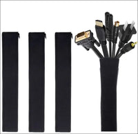 JOTO 0.5M*4Pcs Cable Management Sleeve, Cord Management System for TV/Computer/Home Entertainment, 19-20 inch Flexible Cable Sleeve Wrap Cover Organizer, 4 Piece - Black