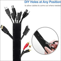 JOTO 0.5M*4Pcs Cable Management Sleeve, Cord Management System for TV/Computer/Home Entertainment, 19-20 inch Flexible Cable Sleeve Wrap Cover Organizer, 4 Piece - Black