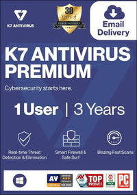 K7 Antivirus Premium Antivirus Software 2025 for laptop/pc|1 Users, 3 Year| Antivirus, Internet Protection,Threat protection