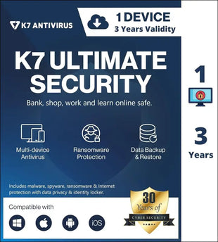 K7 Ultimate Security Antivirus Software 2025 | 1 Device, 3 Years
