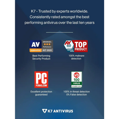 K7 Ultimate Security Antivirus Software 2025 |1 Devices, 1 Year| Threat Protection, Internet Security,Data Backup,Mobile Protection laptop,PC, MacÂ®,Phones,Tablets-No CD