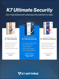 K7 Ultimate Security Antivirus Software 2025 |2 Devices, 1 Year|Threat Protection,Internet Security,Data Backup,Mobile Protection|Windows laptop,PC, MacÂ®,Phones,Tablets-No CD