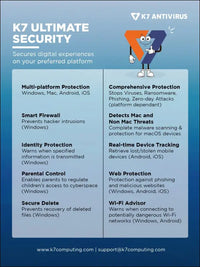 K7 Ultimate Security Antivirus Software 2025 |5 Devices, 5 Year|Threat Protection,Internet Security,Data Backup,Mobile Protection| laptop,PC, MacÂ®,Phones,Tablets