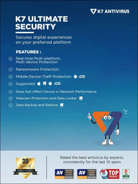 K7 Ultimate Security Antivirus Software 2025 |5 Devices, 5 Year|Threat Protection,Internet Security,Data Backup,Mobile Protection| laptop,PC, MacÂ®,Phones,Tablets