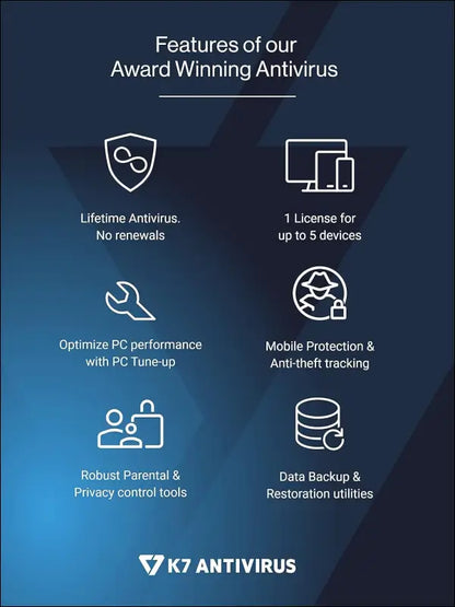 K7 Ultimate Security Infiniti Lifetime Validity Antivirus 2022 | 5 Devices | Threat Protection ,Internet Security,Data Backup,Mobile Protection| laptop,PC, MacÂ®,Phones,Tablets,iOS