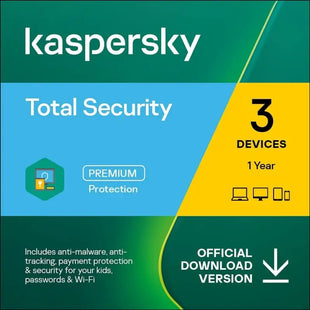 Kaspersky Total Security - Cyber Security | Up to 3 Devices | 1 Year Plan