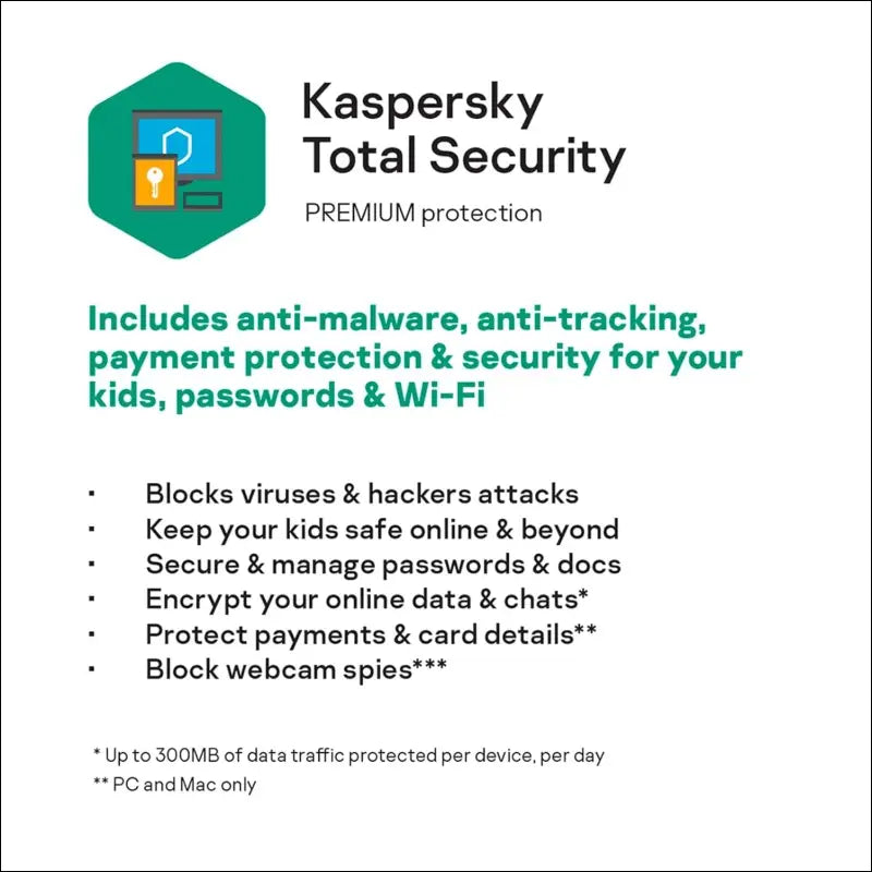 Kaspersky Total Security - Cyber Security | Up to 3 Devices | 1 Year Plan