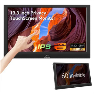 Kenowa 13.3 Inch Touchscreen Portable Monitor with HDMI VGA Type-B Privacy Screen/Speaker IPS Screen FHD 1080P Touch Monitor for Computer Windows 7