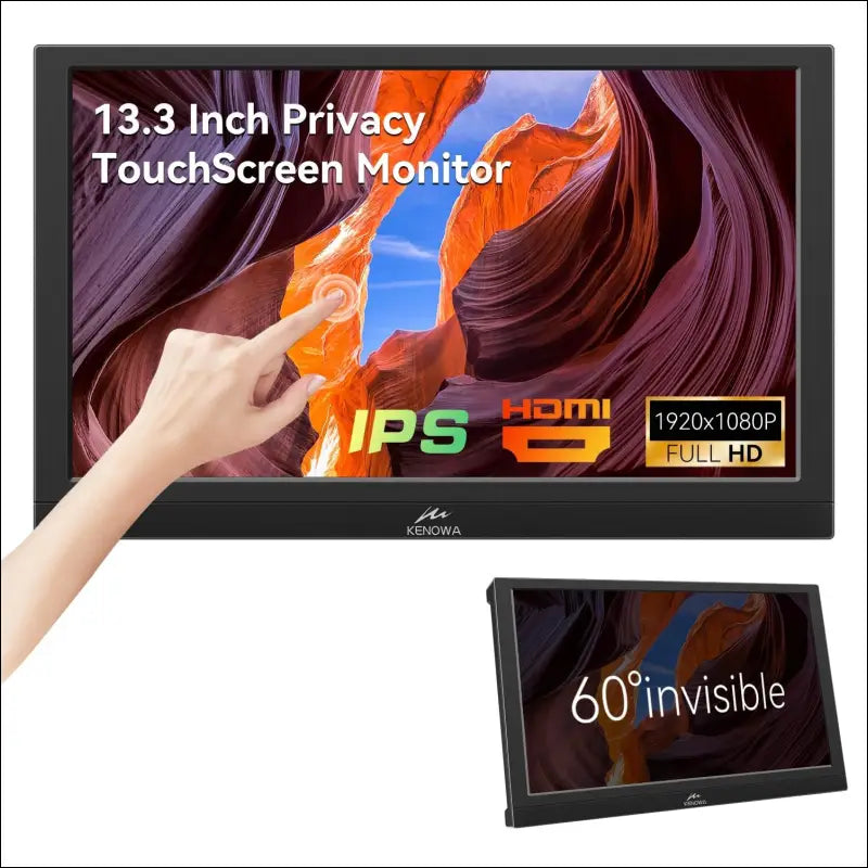 Kenowa 13.3 Inch Touchscreen Portable Monitor with HDMI VGA Type-B Privacy Screen/Speaker IPS Screen FHD 1080P Touch Monitor for Computer Windows 7 11 OS Raspberry Pi, Laptop,...