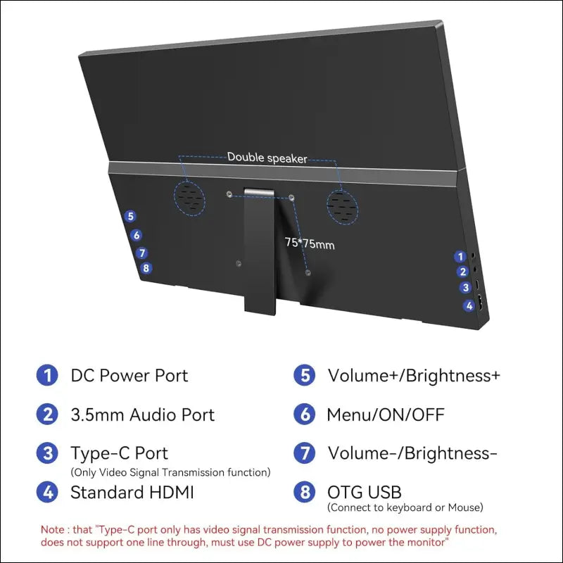 Kenowa 15.6 Inch Portable FHD 1080P Laptop Display Extend Monitor Mobile IPS Screen with Type C HDMI