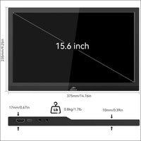 Kenowa 15.6 Inch Portable FHD 1080P Laptop Display Extend Monitor Mobile IPS Screen with Type C HDMI