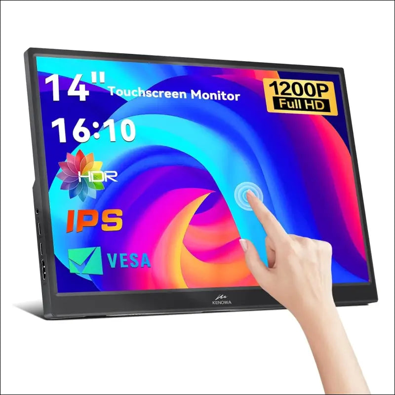 Kenowa Touchscreen Portable Monitor, 14 Inch Portable Monitor IPS Screen PC 16:10 FHD 1920 x 1200P External Display with USB-C, HDMI for Laptop/Computer/Mac/Raspberry...