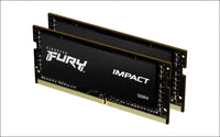 Kingston Fury Impact 64 GB (2 x 32 GB) 3200MHz DDR4 CL20 Laptop Memory Kit of 2 KF432S20IBK2/64 Black