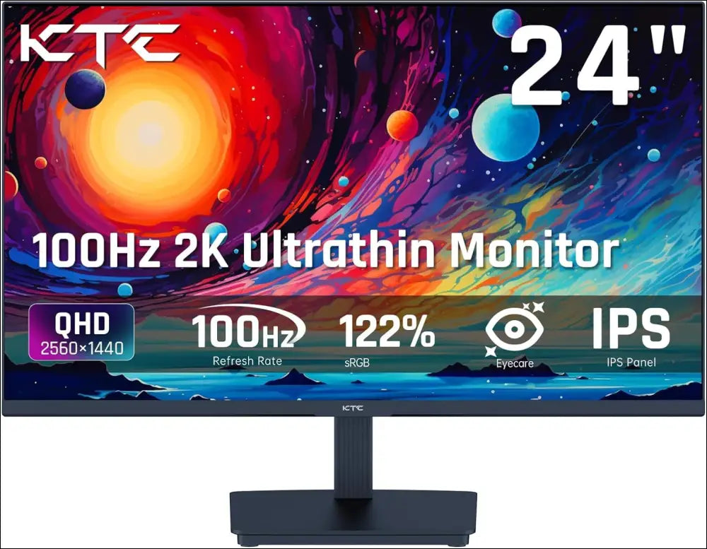 KTC 24 Inch QHD 100Hz Computer Monitor IPS 2K 1300:1 Contrast Anti-Blue Light Screen 122% sRGB Support FreeSync