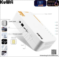 KuWFi 5G Router, 5G Router SIM Card, 5G LTE WLAN Router, AX3600 Dual-Band Wi-Fi 6, 2.5 Gigabit Ports + 4000mAh Battery, VPN, MU-MIMO, Web Management, 32 WiFi Devices, Plug and...