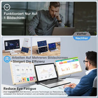 Kwumsy Portable Laptop Monitor - 15.6 Inch Dual Monitors Screen for, Rotatable 90°-235° & Plug and Play for Wins/Mac/PC (Type-C/HDMI/H5-T)