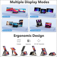Kwumsy Portable Monitor For Laptop-14" Full HD 1080p Display Dual Triple Monitor Screen Extender,Compatible With Windows/Mac/Chrome For 13''-17.3'' Maximum Width 405mm Laptops.