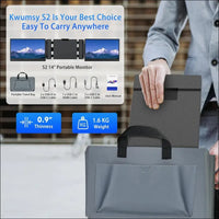 Kwumsy Portable Monitor For Laptop-14" Full HD 1080p Display Dual Triple Monitor Screen Extender,Compatible With Windows/Mac/Chrome For 13''-17.3'' Maximum Width 405mm Laptops.