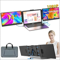 Kwumsy Portable Monitor For Laptop-14" Full HD 1080p Display Dual Triple Monitor Screen Extender,Compatible With Windows/Mac/Chrome For 13''-17.3'' Maximum Width 405mm Laptops.