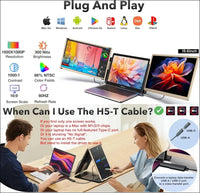 Kwumsy Portable Monitor For Laptop-14" Full HD 1080p Display Dual Triple Monitor Screen Extender,Compatible With Windows/Mac/Chrome For 13''-17.3'' Maximum Width 405mm Laptops.
