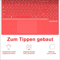 Laptop 16 Inch 12 GB RAM 512 GB ROM Extensions 2.5 Inch 1 TB SSD, Laptop Win 11 with 4-Core CPU N5095 (up to 2.9 GHz), 1920 x 1200丨5G WiFi, Bluetooth & German Keyboard Sticker Red