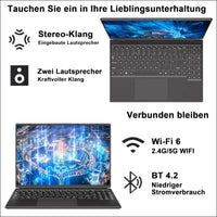 Laptop 16 Inch 12 GB RAM 512 GB ROM Extensions 2.5 Inch 1 TB SSD, Laptop Win 11 with 4-Core CPU N5095 (up to 2.9 GHz), 1920 x 1200丨5G WiFi, Bluetooth & German Keyboard Stickers,...
